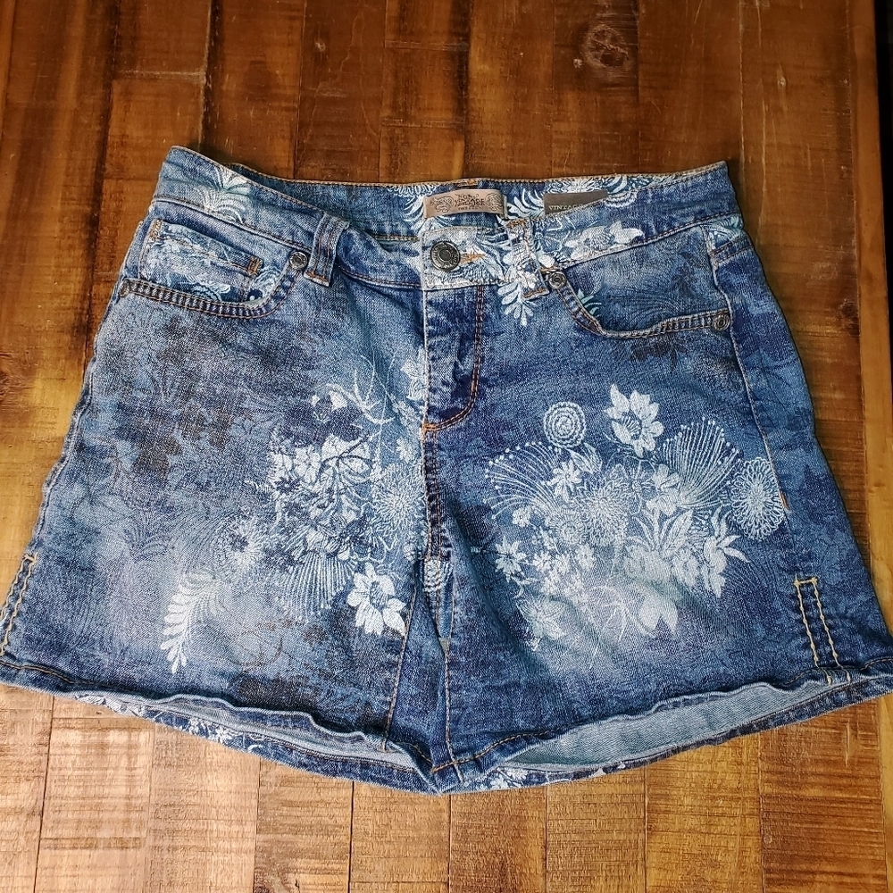Nine west Vintage America Collection Denim Floral PrintShorts Sz 4